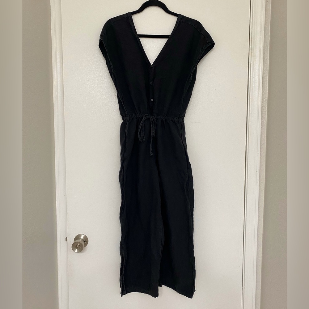Cloth & Stone Tencel Crop Wide Leg Jumpsuit Charcoal Black